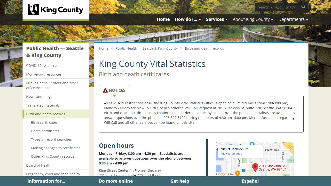 King County Vital Statistics - King County - King County, Washington